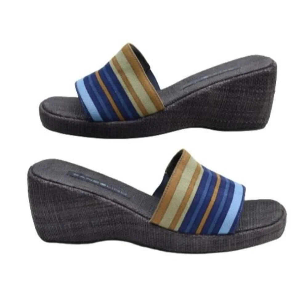 Bandolino Womens Sandals Size 9 Slides Wedge Heel Textured Fabric Harriet 3